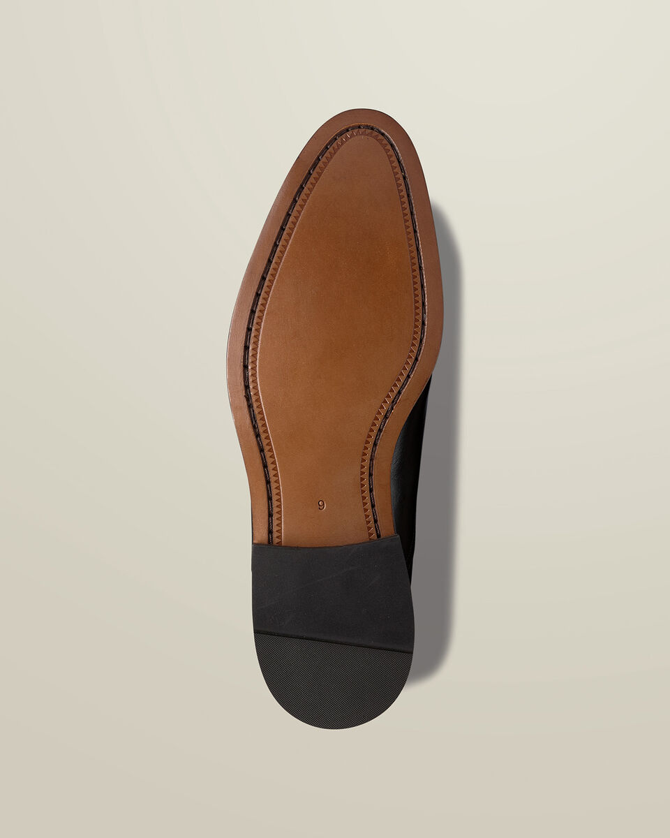 Plain Toe Leather Oxford Shoes - Black