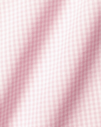 Non-Iron Mini Gingham Check Shirt - Light Pink