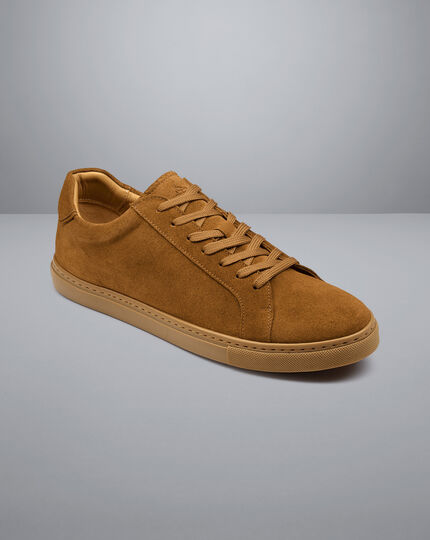 Suede Trainers - Tobacco Brown
