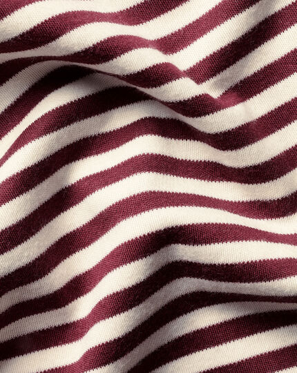 Cotton Stripe Tyrwhitt T-Shirt - Wine & Ecru