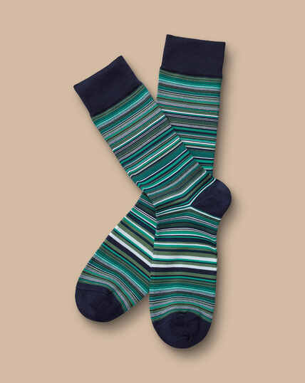 Socken mit bunten Streifen - Aquamarin