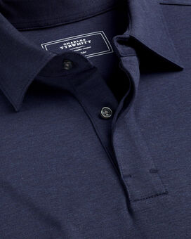 Cotton TENCEL™ Mix Long Sleeve Polo - Indigo Blue