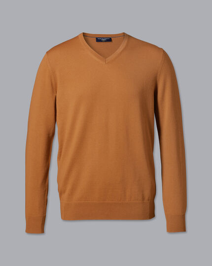 Merino V-Neck Sweater - Orange