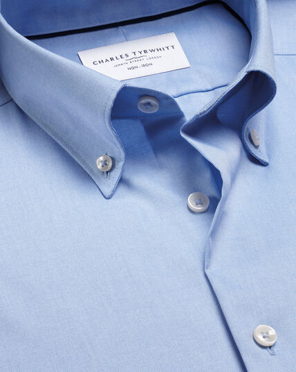 Non-Iron Stretch Pinpoint Oxford Shirt - Sky Blue