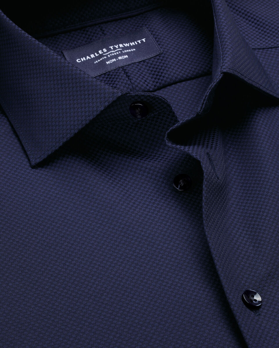 Non-Iron Stretch Texture Shirt - Royal Blue