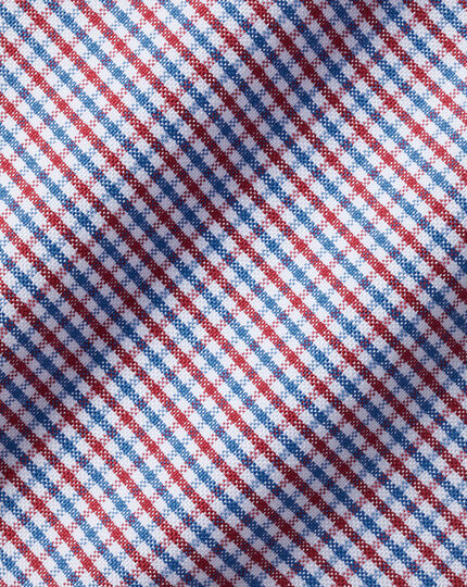 Button-Down Collar Non-Iron Gingham Check Shirt - Red