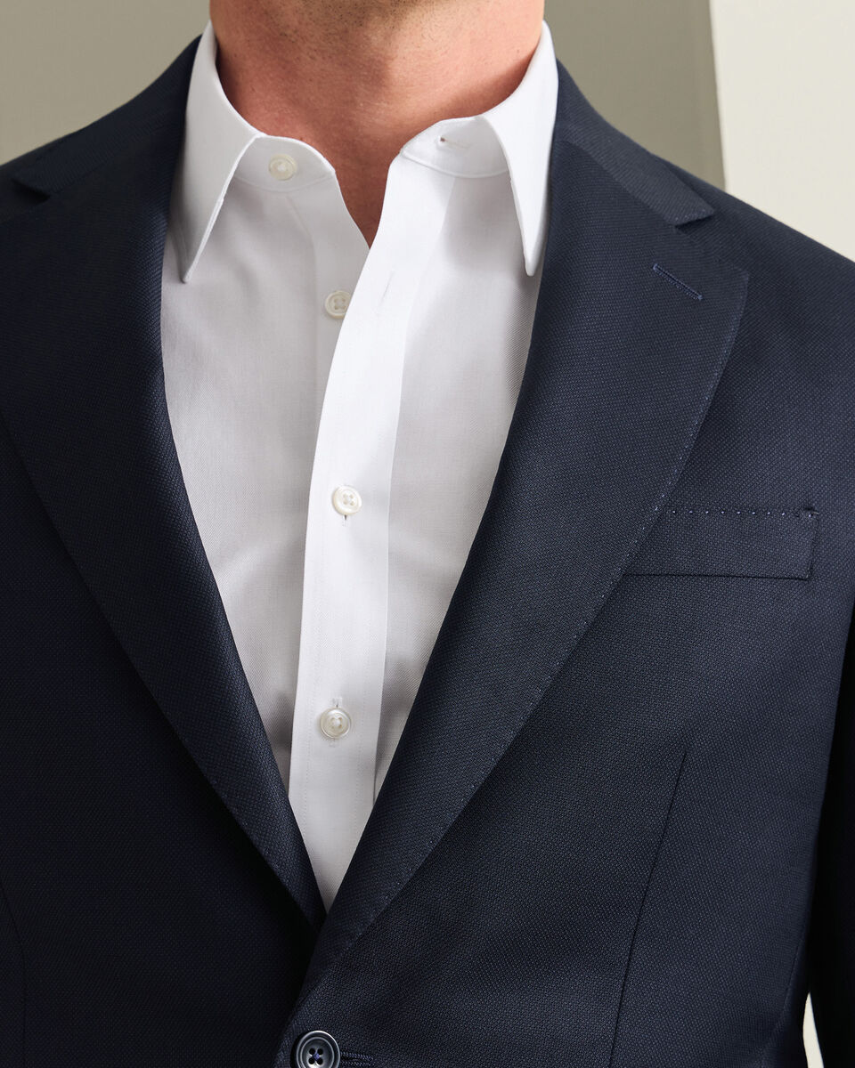 Italian Luxury Birdseye Suit Jacket - Navy