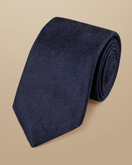 Cravate En Lin Et Soie - Bleu de France