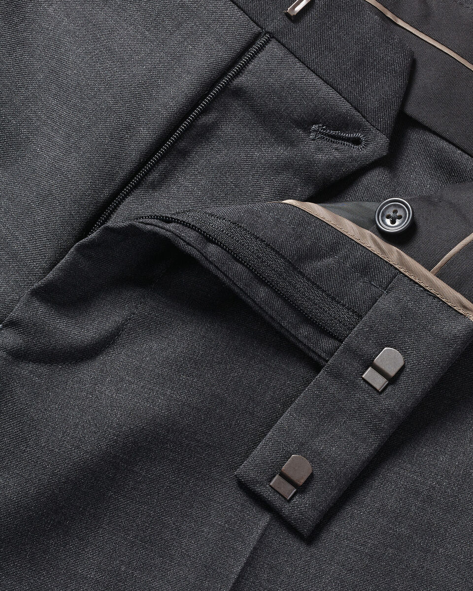 Pantalon De Costume En Serg&eacute; Naturellement Extensible - Gris Anthracite
