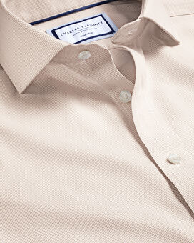 Spread Collar Non-Iron Clifton Weave Shirt - Oatmeal