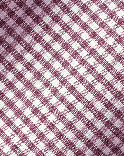 Cutaway Collar Non-Iron Mini Gingham Check Shirt - Claret Pink
