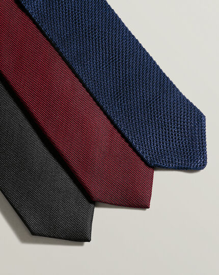 Schmutzabweisende schmale Krawatte aus Seide - Franzõsisches Blau
