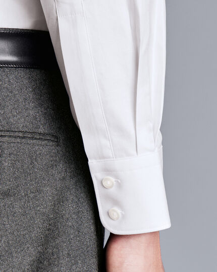 Semi-Spread Collar Egyptian Cotton Twill Shirt - White