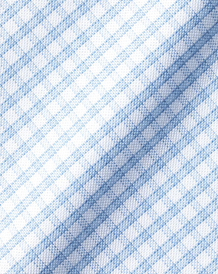 Button-Down Collar Check Non-Iron Stretch Oxford Shirt - Cornflower Blue