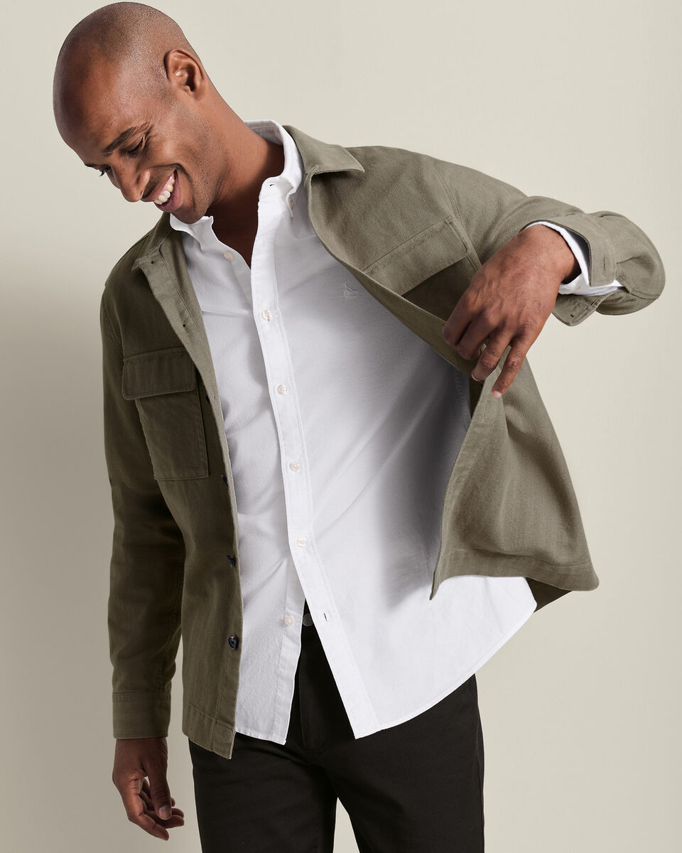 Herringbone Overshirt - Taupe
