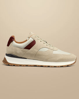 Leather and Suede Sneakers - Cream