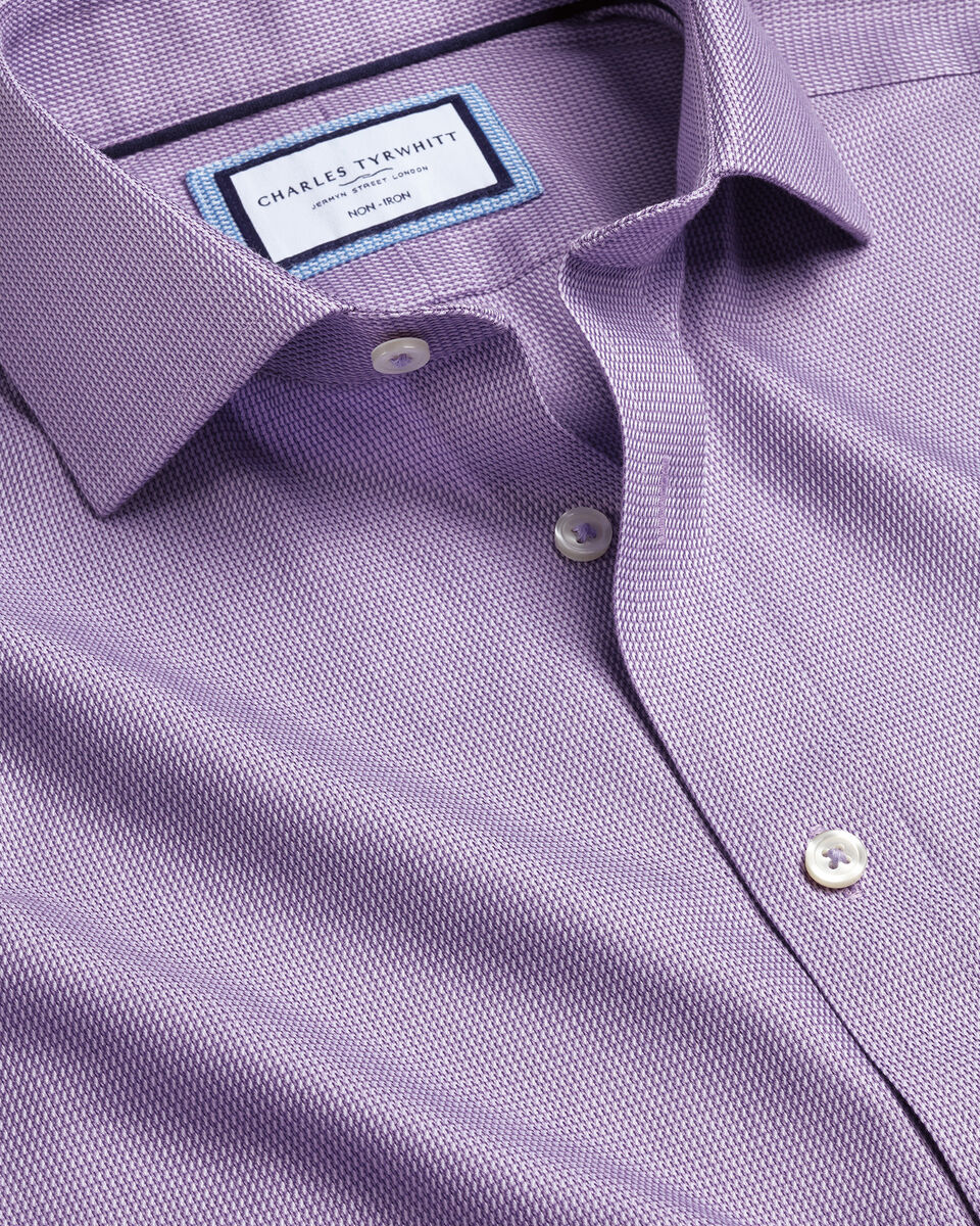Spread Collar Non-Iron Mayfair Weave Shirt - Lilac Purple | Charles Tyrwhitt