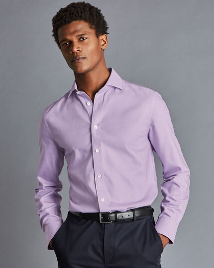 Spread collar Non-Iron Richmond Weave Shirt - Mauve