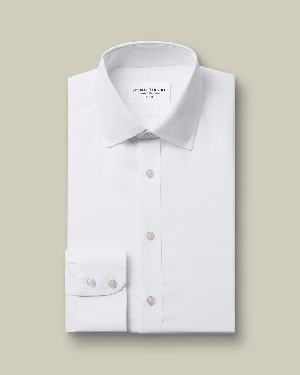 Non-Iron Stretch Poplin Shirt - White