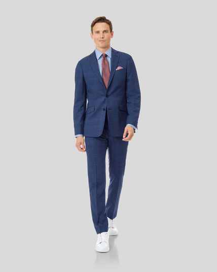 Merino Check Business Suit - Blue
