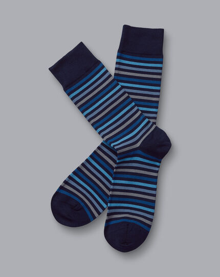 Stripe Socks - Navy & Blue