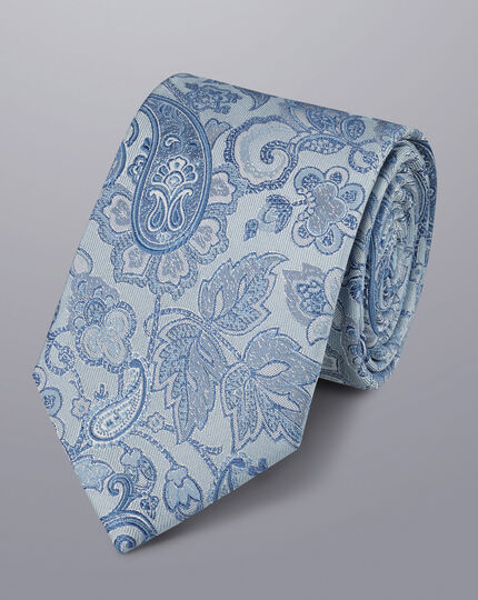 Krawatte aus Seide mit Paisleymuster - Hellblau