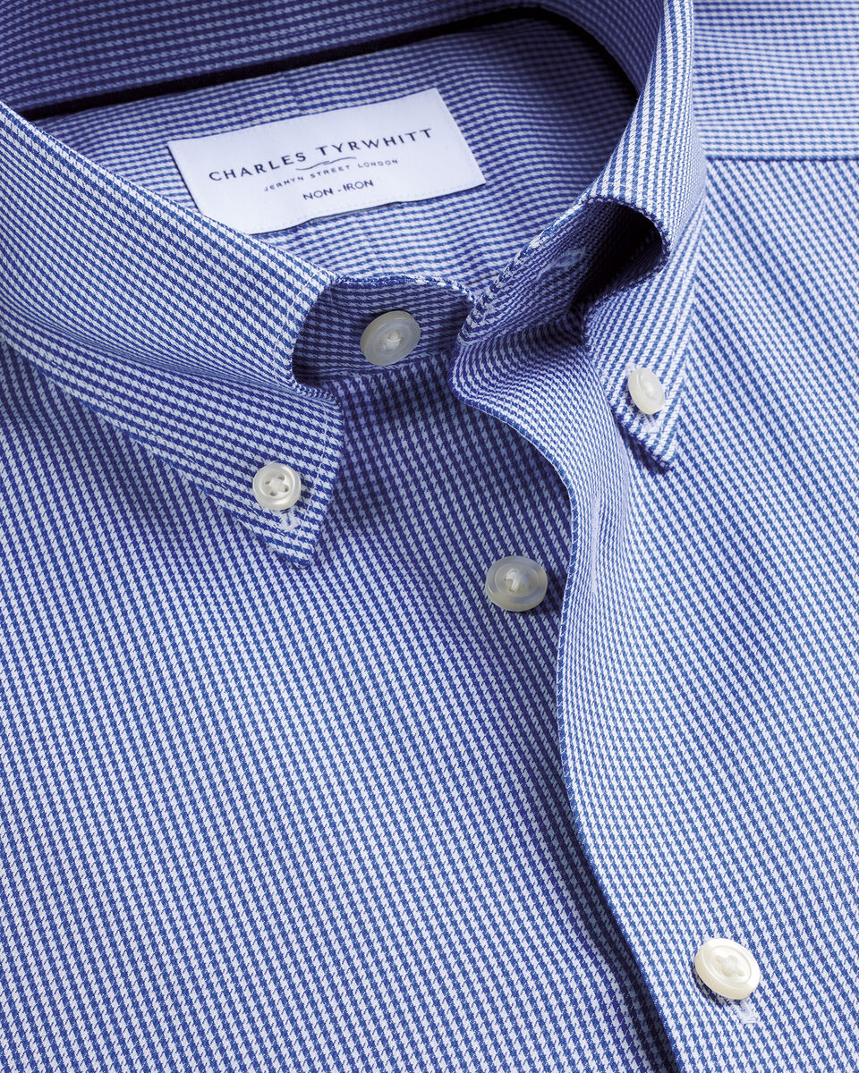 Non-Iron Twill Puppytooth Shirt - Royal Blue