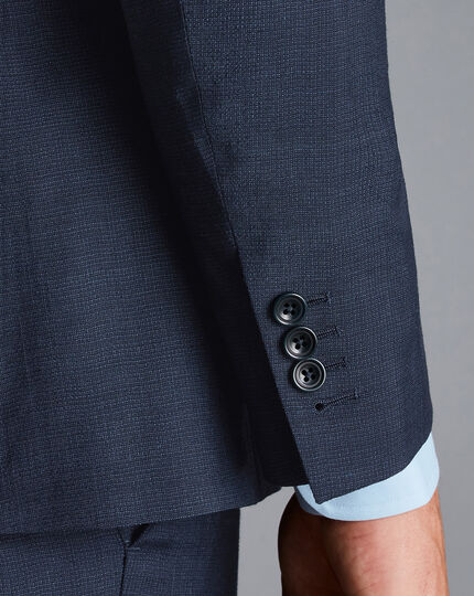 Micro Texture Birdseye Travel Suit Jacket - Ink Blue