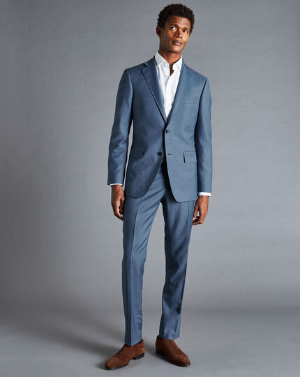 Sharkskin Suit Trousers - Cornflower Blue