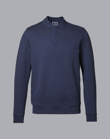 Long Sleeve Polo Sweatshirt - Navy