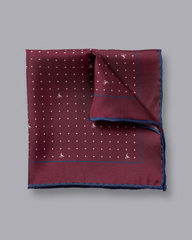Spot Print Pocket Square - Cherry Pink and Stone