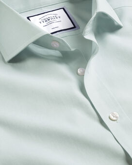 Spread Collar Non-Iron Poplin Shirt - Aqua Green