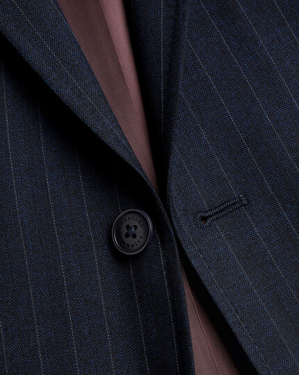 Herringbone Stripe Business Suit - Navy