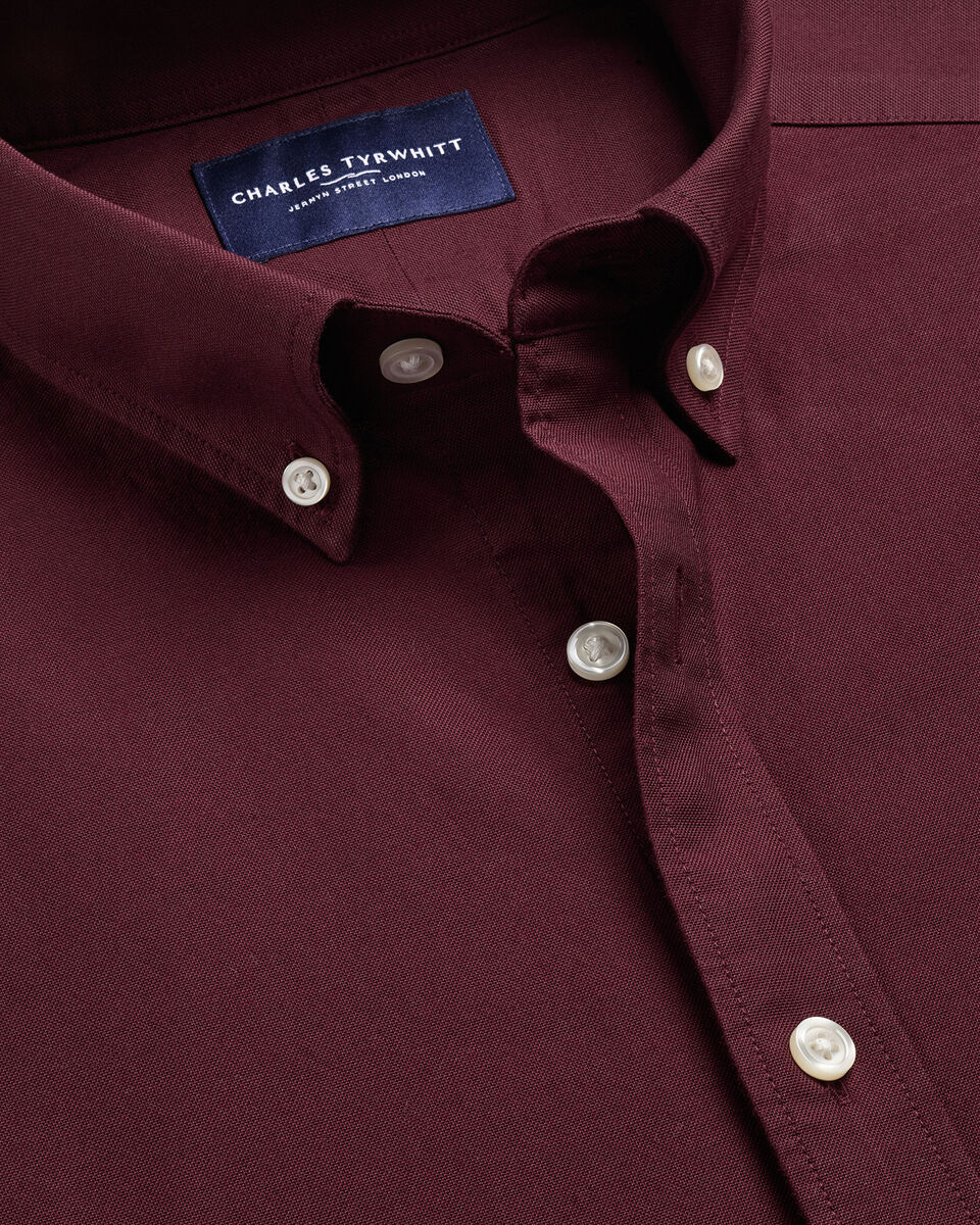 Button-Down Stretch Washed Oxford Shirt - Burgundy