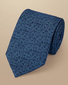 Floral Silk Tie - Petrol Blue