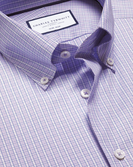 yellow tight fitted dress Non-Iron Cotton Gingham Dress Shirt With Contrast Trim main image 1