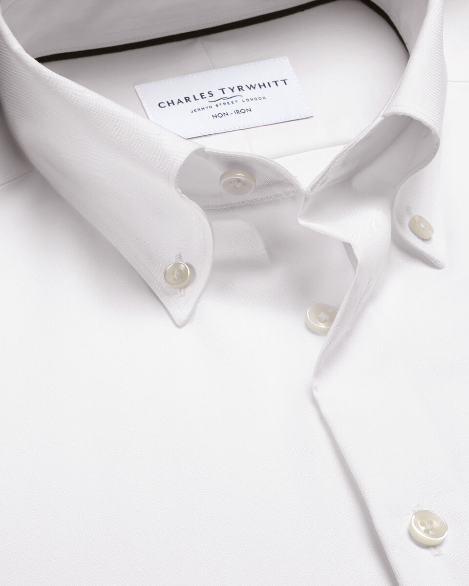 Chemise &agrave; tissage Oxford extensible sans repassage - Blanc