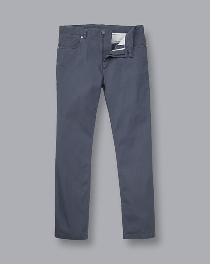Textured Washed 5-Pocket Trousers - Denim Blue