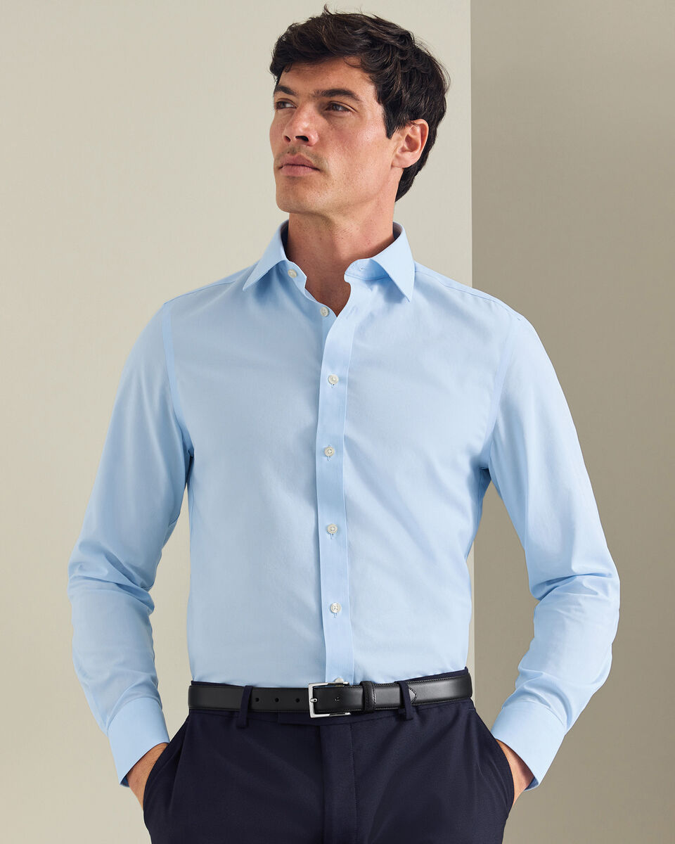 Non-Iron Stretch Poplin Shirt - Sky Blue