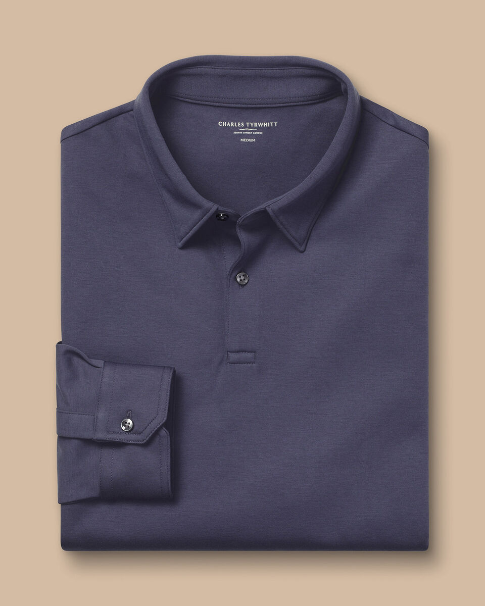 Long Sleeve Jersey Polo - Dark Mauve
