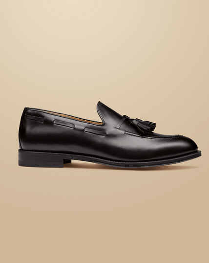Leather Tassel Loafers - Black