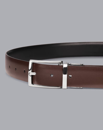 Reversible Made in England Leather Belt - Black & Brown | Charles Tyrwhitt