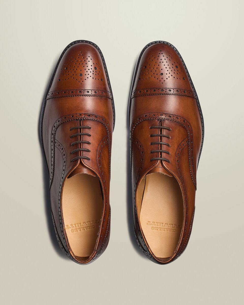 Leather Oxford Brogue Shoes - Chestnut