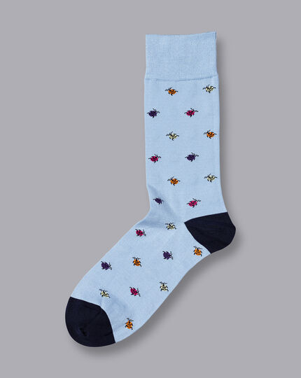Ladybird Motif Socks - Sky Blue