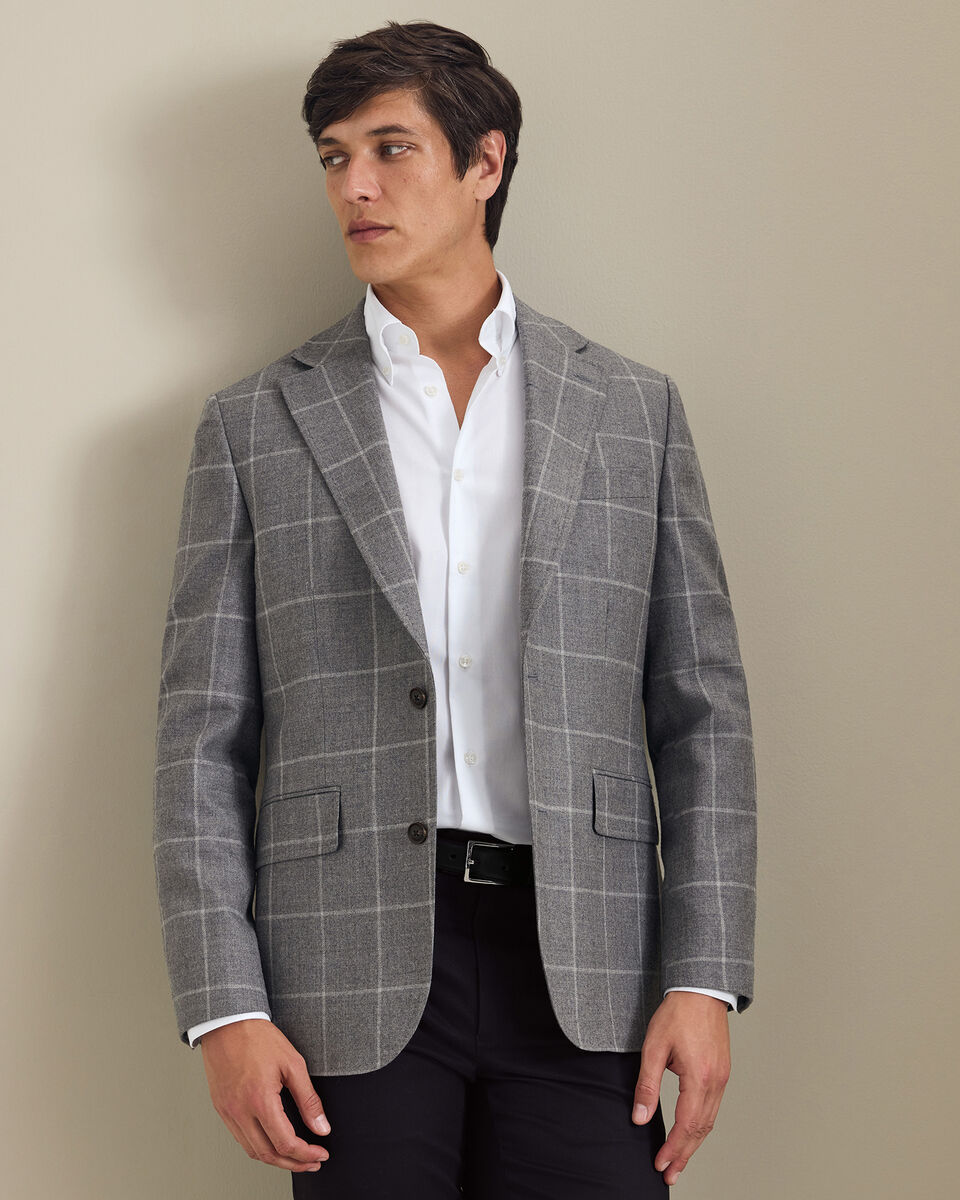 Veste &agrave; carreaux en laine textur&eacute;e - Gris