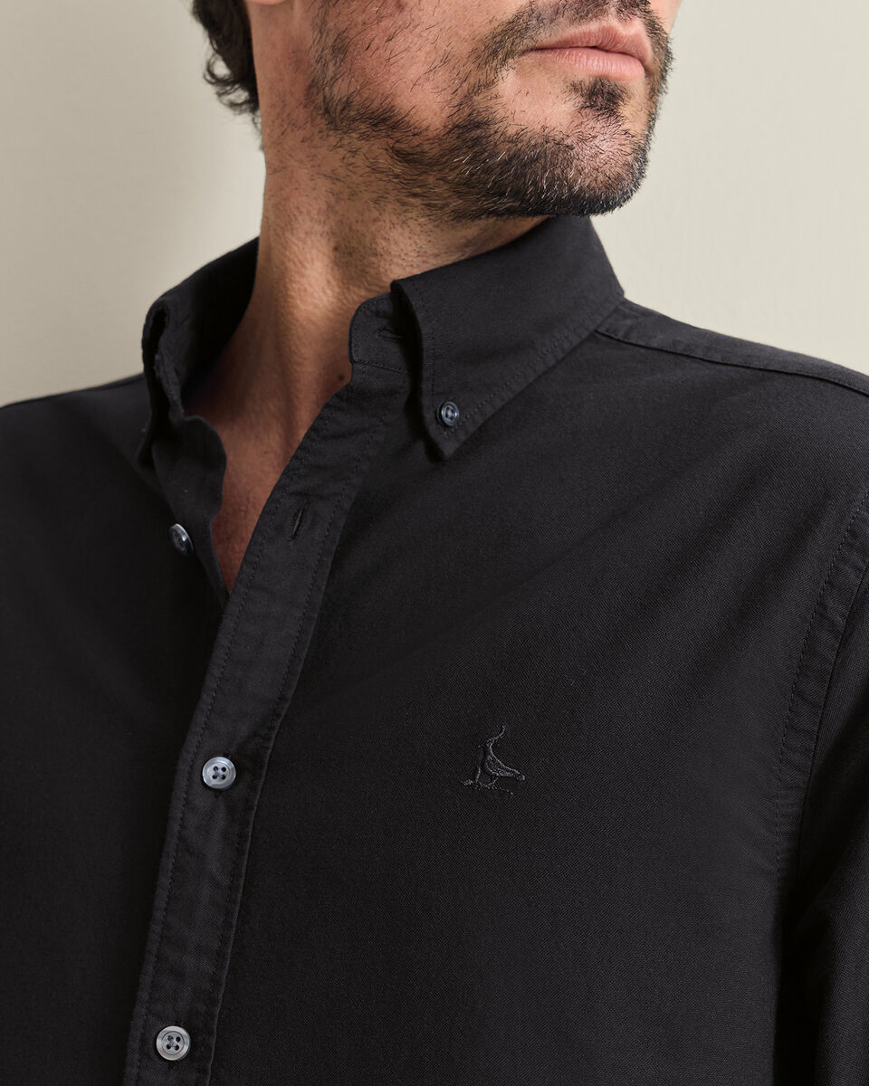 Stretch Washed Oxford Shirt - Black