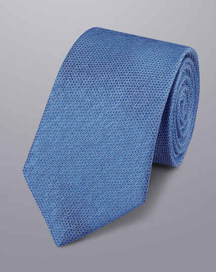 Krawatte aus Seide-Leinen-Mix - Ozeanblau