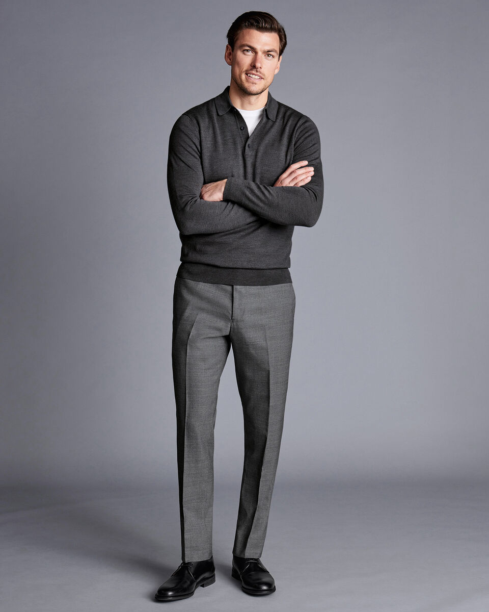 Smart Italian Luxury Pants - Grey | Charles Tyrwhitt