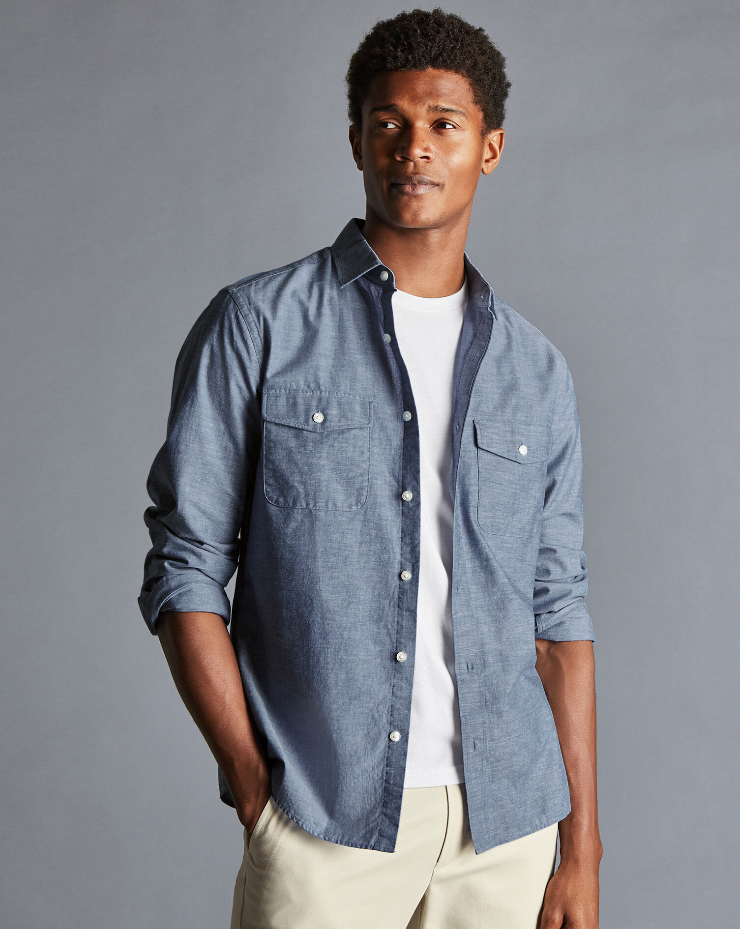 Twin Pocket Chambray Shirt - Indigo 