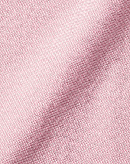 Button-Down Collar Washed Oxford Plain Shirt - Pink